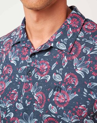 Travis Mathew FEATHERWEIGHT FLOURISH heren polo, mood indigo/vintage indigo