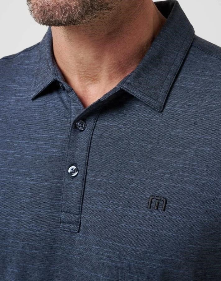 Travis Mathew The Heater heren polo, vintage indigo/black