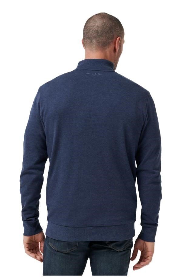 Travis Mathew CLOUD QUARTER ZIP 2.0 heren fleece hoodie, heather blue