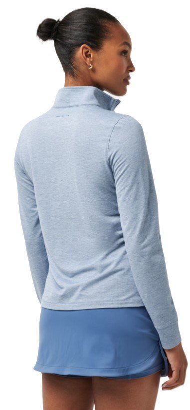 Travis Mathew Featherweightt Active zip long sleeve dames polo, heather copen blue