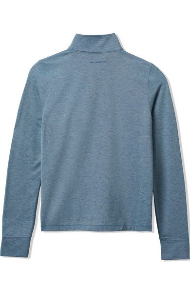 Travis Mathew Featherweightt Active zip long sleeve dames polo, heather copen blue