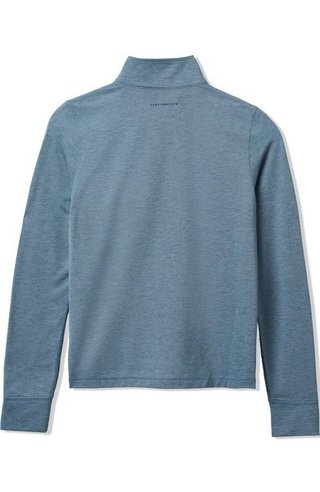 Travis Mathew Featherweightt Active zip long sleeve dames polo, heather copen blue