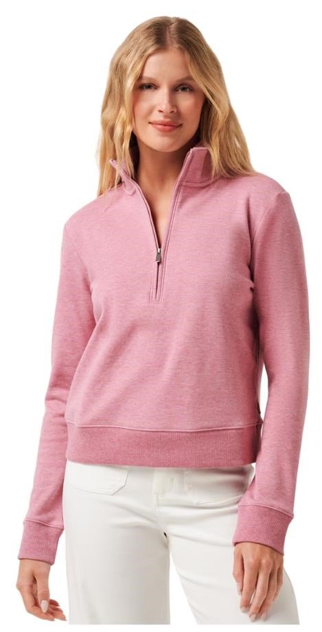 Travis Mathew Cloud Fleece Half-Zip dames sweatshirt, heather foxglove