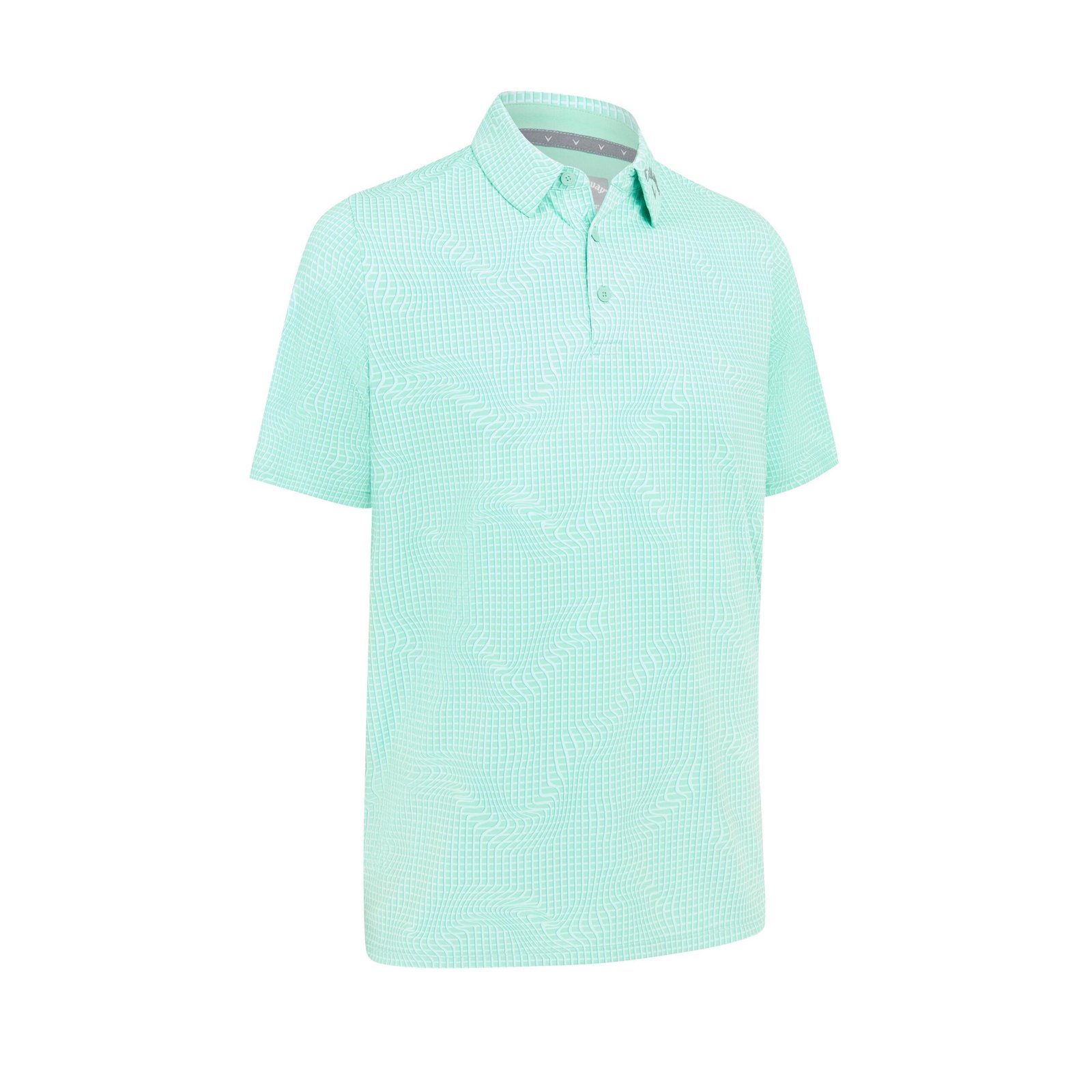 Callaway Warped Gingham Print heren polo, neptune green