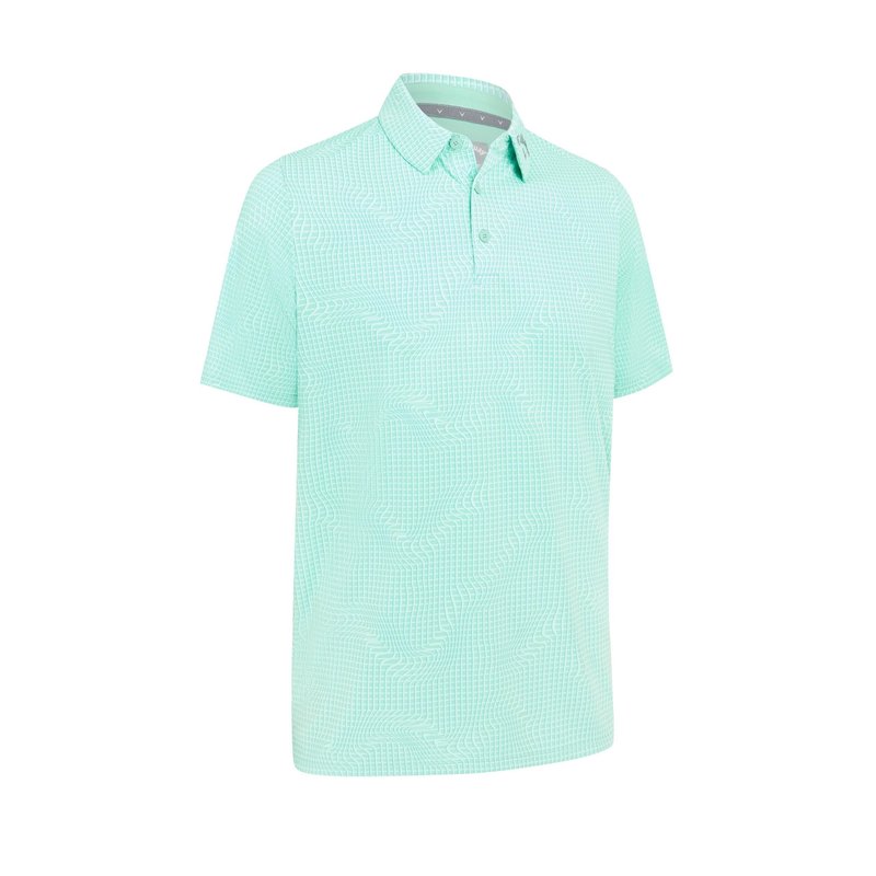 Callaway Warped Gingham Print heren polo, neptune green