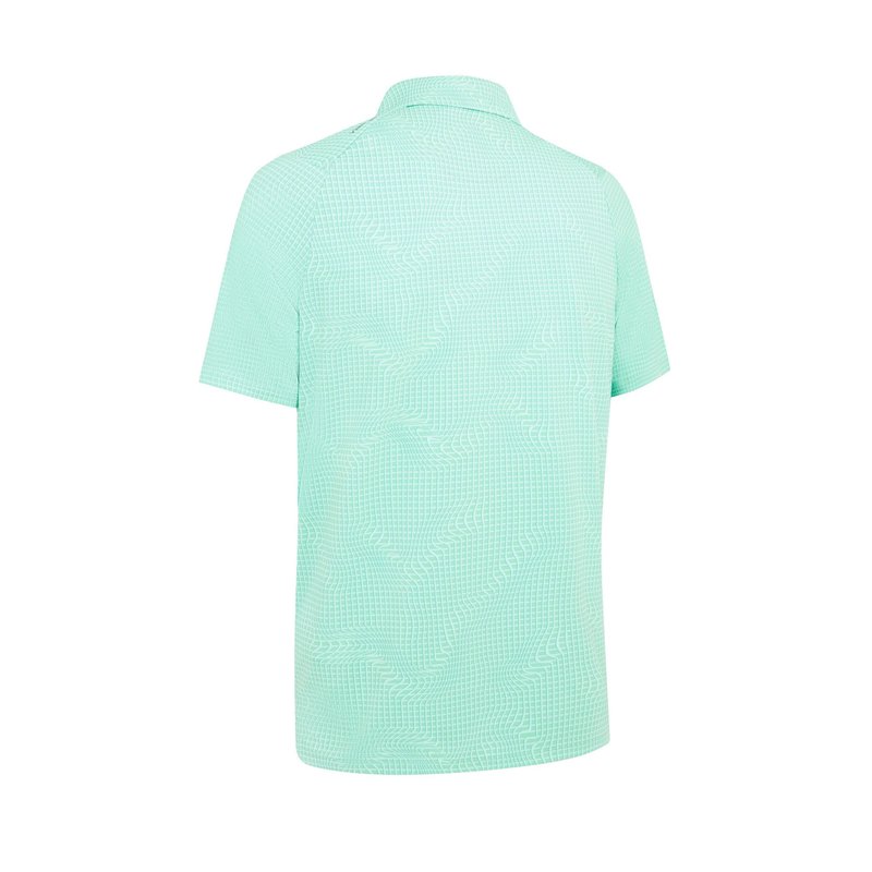 Callaway Warped Gingham Print heren polo, neptune green