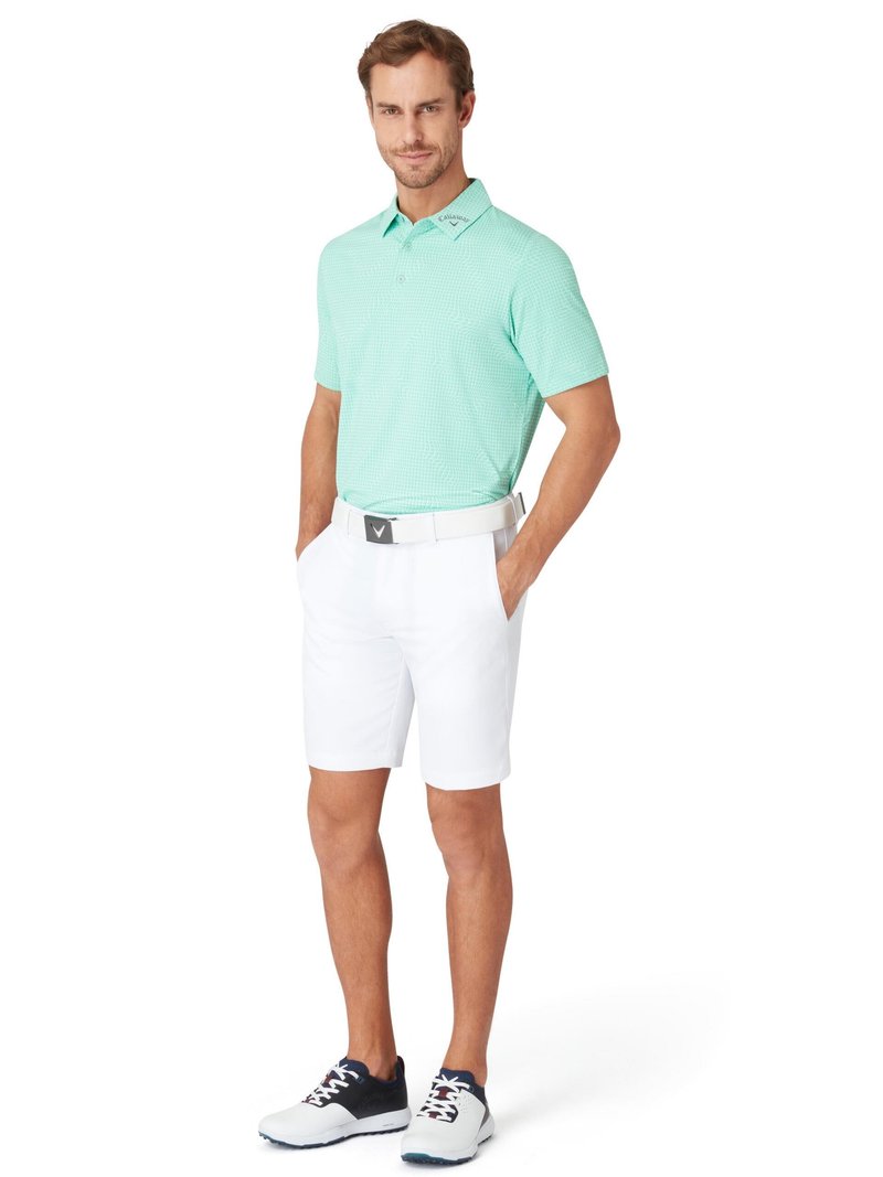 Callaway Warped Gingham Print heren polo, neptune green