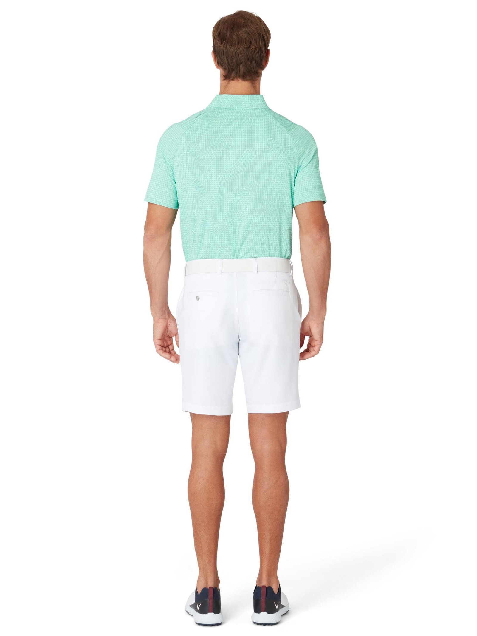 Callaway Warped Gingham Print heren polo, neptune green
