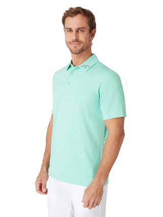 Callaway Warped Gingham Print heren polo, neptune green