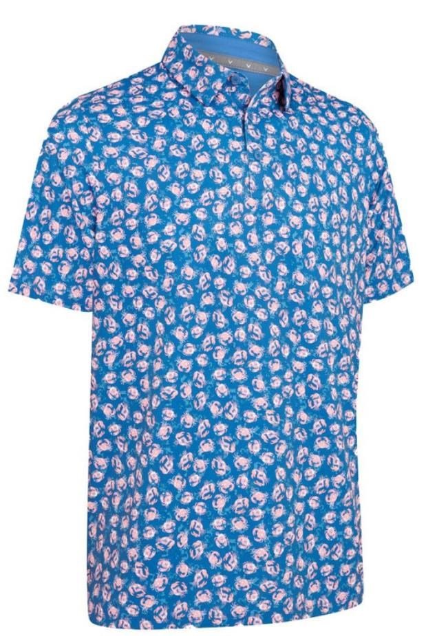 Callaway Crab Novelty Print heren polo, galaxy blue