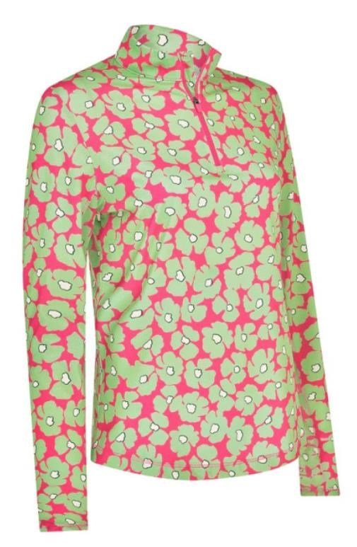 Callaway Floral Printed Sun Protection dames top, cheeky pink