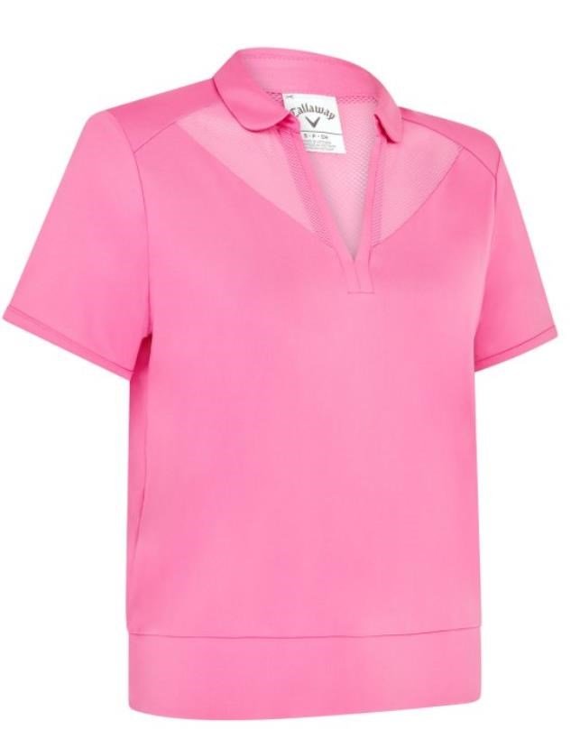 Callaway Waist Length Mesh Detail Short Sleeve dames polo, cheeky pink