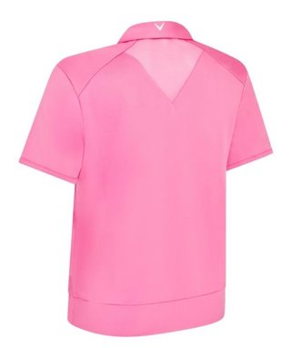 Callaway Waist Length Mesh Detail Short Sleeve dames polo, cheeky pink