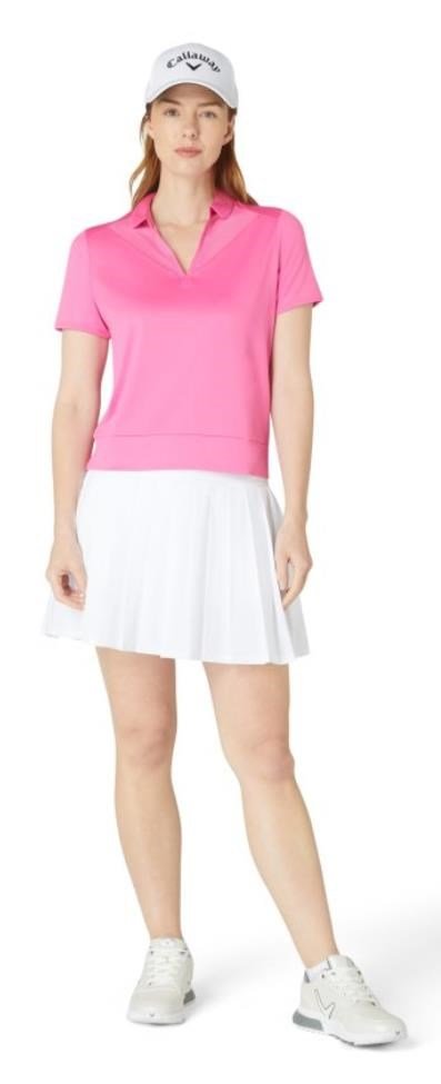 Callaway Waist Length Mesh Detail Short Sleeve dames polo, cheeky pink