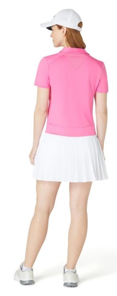 Callaway Waist Length Mesh Detail Short Sleeve dames polo, cheeky pink