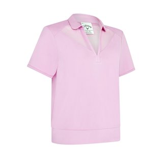 Callaway Waist Length Mesh Detail Short Sleeve dames polo, orchid