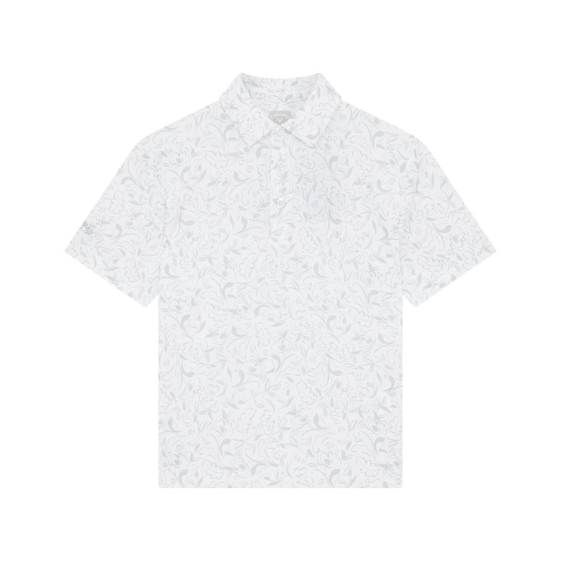 Callaway Floral Print junior polo, bright white