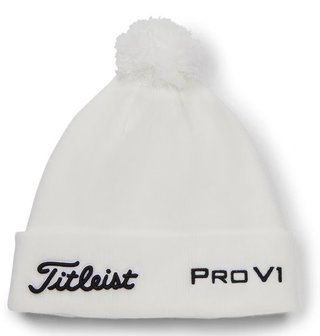 Titleist Tour Pom Pom unisex wintermuts, wit/zwart