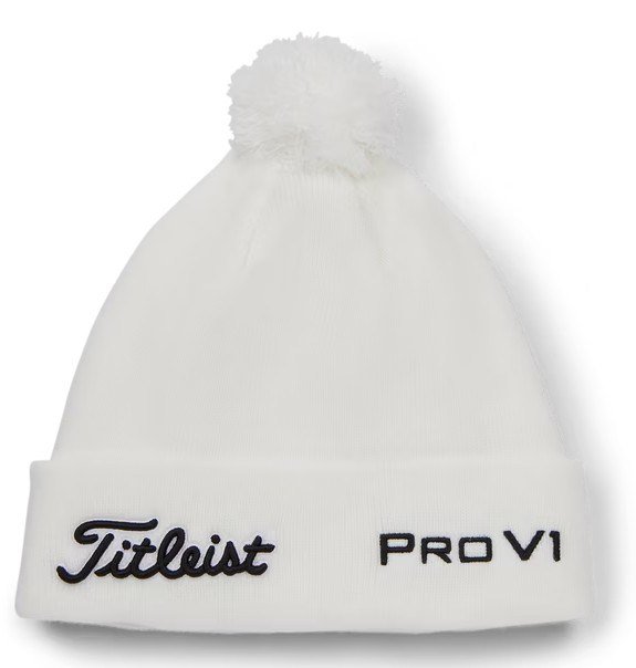 Titleist Tour Pom Pom unisex wintermuts, wit/zwart