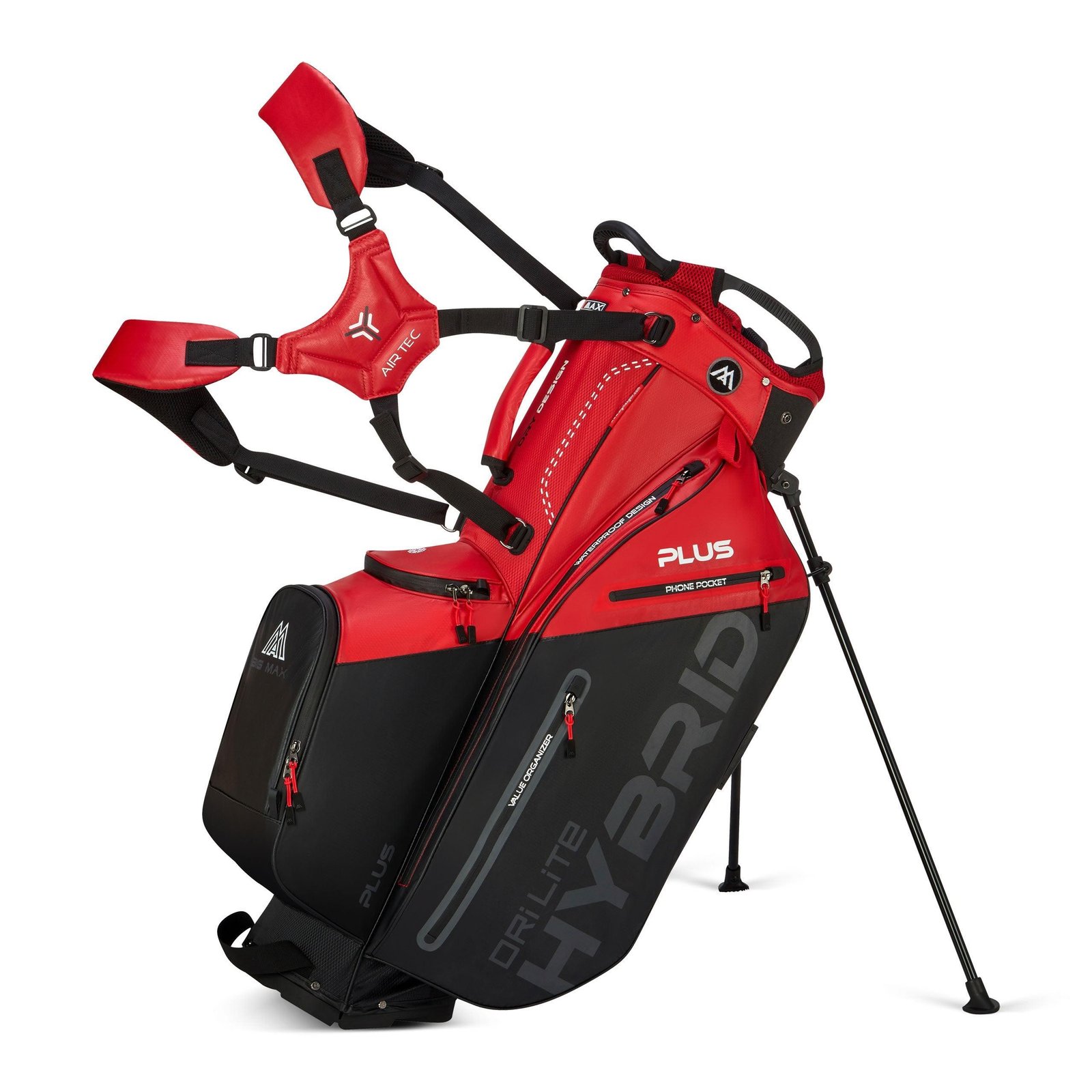 Big Max Dri Lite Hybrid Plus stand bag, rood/zwart
