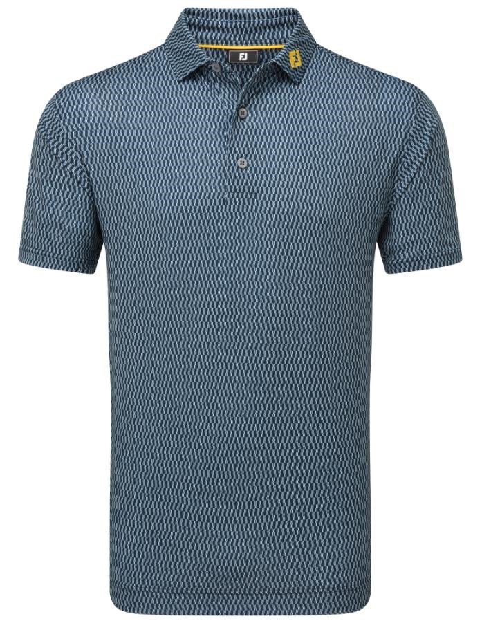 FootJoy Wiggle Print Lisle heren polo, navy/grijs/wit