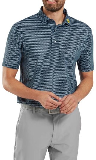 FootJoy Wiggle Print Lisle heren polo, navy/grijs/wit