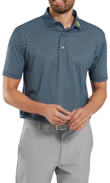 FootJoy Wiggle Print Lisle heren polo, navy/grijs/wit