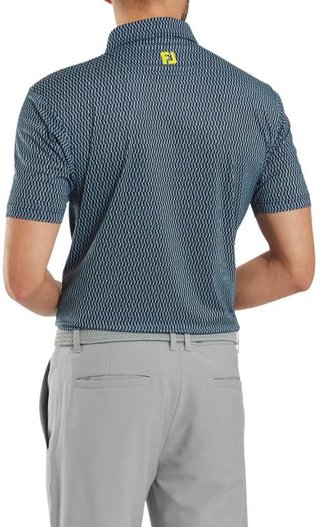 FootJoy Wiggle Print Lisle heren polo, navy/grijs/wit