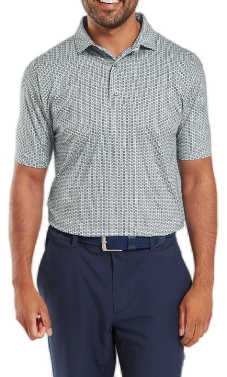 FootJoy Houndstooth Geo Lisle heren polo, grijs