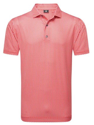 FootJoy Houndstooth Geo Lisle heren polo, hibiscus