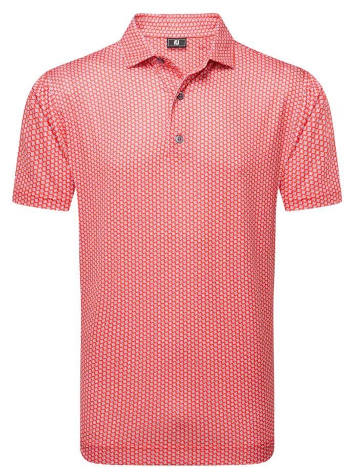 FootJoy Houndstooth Geo Lisle heren polo, hibiscus