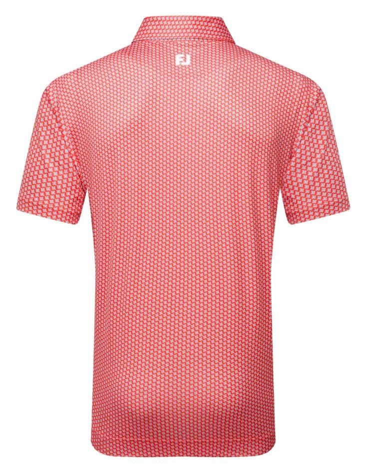FootJoy Houndstooth Geo Lisle heren polo, hibiscus