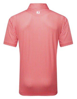 FootJoy Houndstooth Geo Lisle heren polo, hibiscus