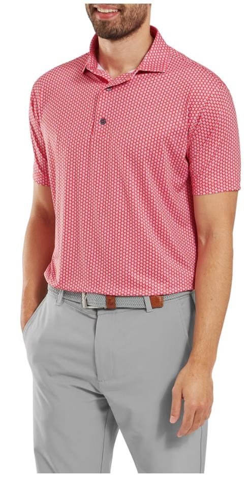 FootJoy Houndstooth Geo Lisle heren polo, hibiscus