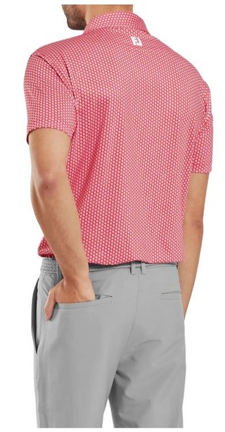 FootJoy Houndstooth Geo Lisle heren polo, hibiscus