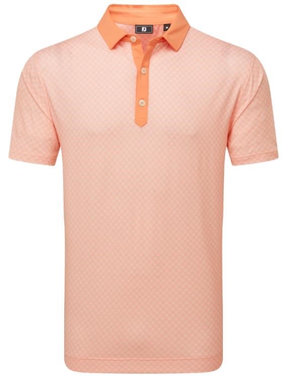 FootJoy Checker Print Lisle heren polo, oranje/wit