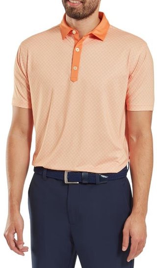 FootJoy Checker Print Lisle heren polo, oranje/wit