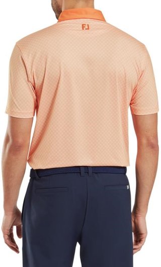 FootJoy Checker Print Lisle heren polo, oranje/wit