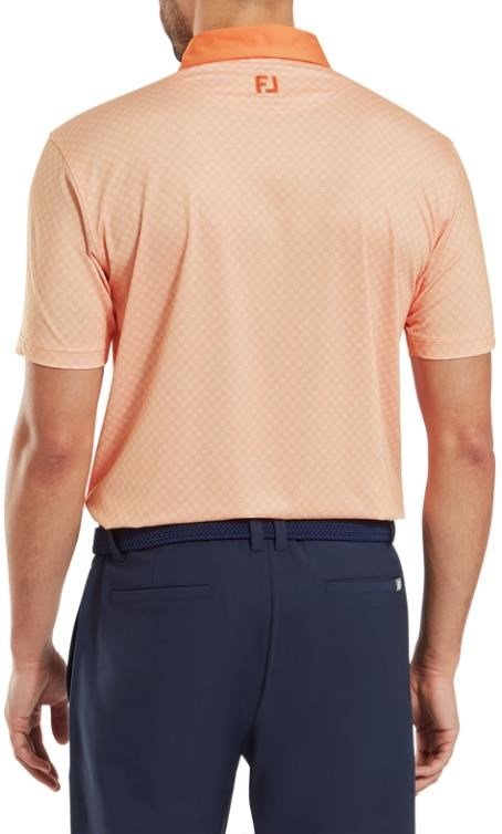 FootJoy Checker Print Lisle heren polo, oranje/wit
