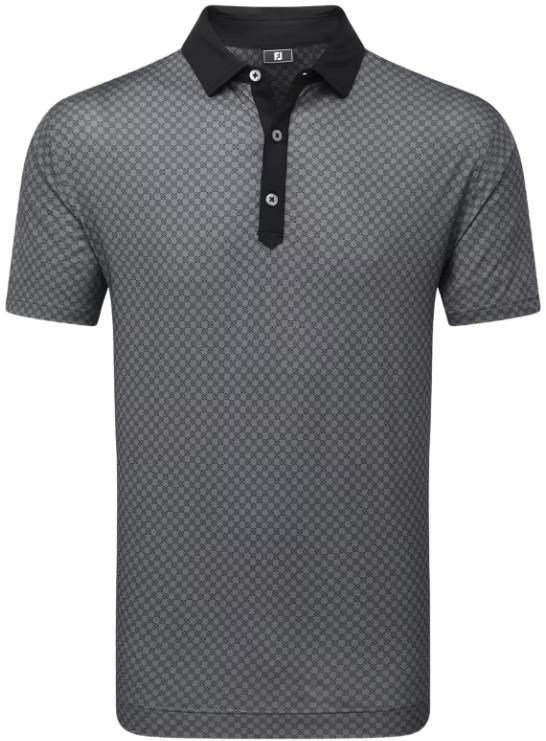 FootJoy Checker Print Lisle heren polo, zwart/wit