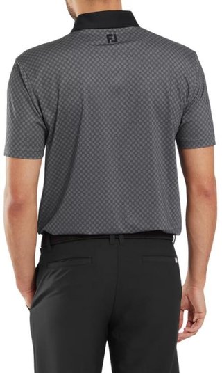 FootJoy Checker Print Lisle heren polo, zwart/wit