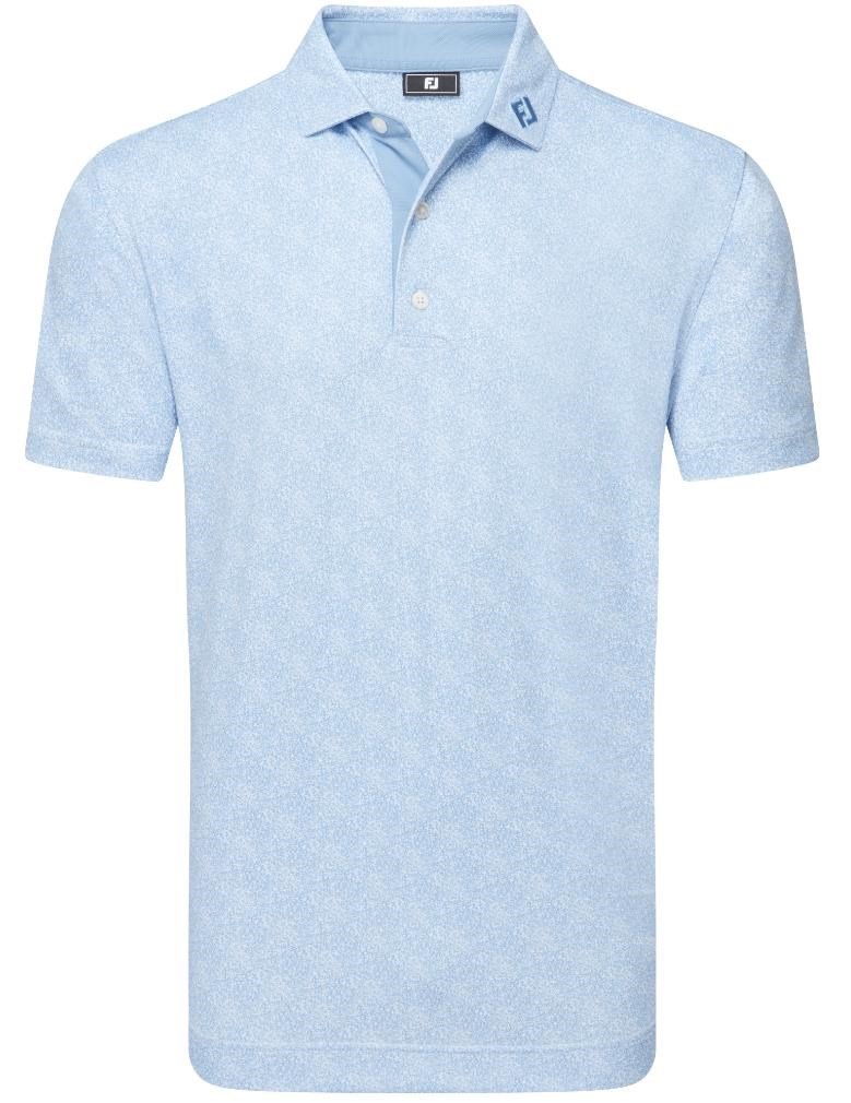 FootJoy Speckle Print Pique heren polo, blue jay/white