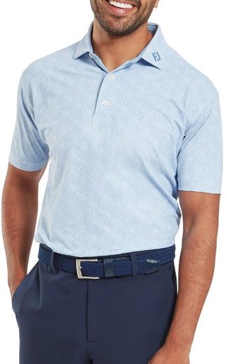 FootJoy Speckle Print Pique heren polo, blue jay/white