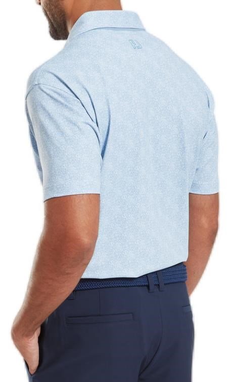 FootJoy Speckle Print Pique heren polo, blue jay/white