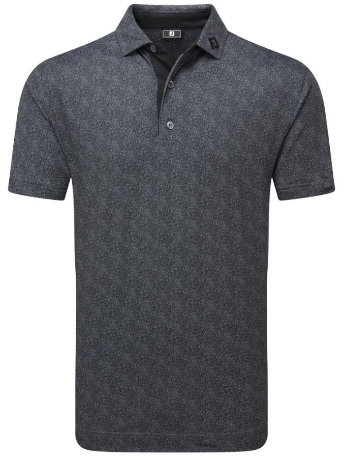 FootJoy Speckle Print Pique heren polo, zwart/flint