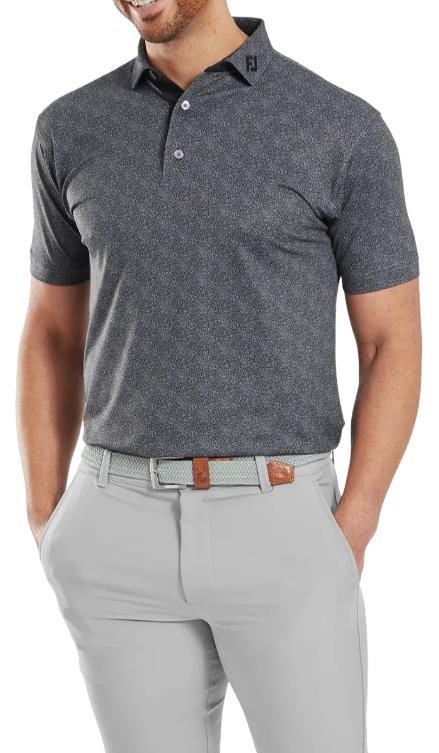 FootJoy Speckle Print Pique heren polo, zwart/flint