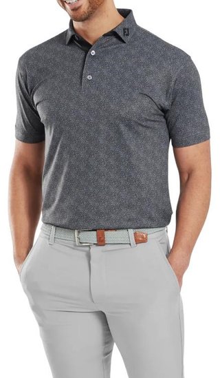 FootJoy Speckle Print Pique heren polo, zwart/flint