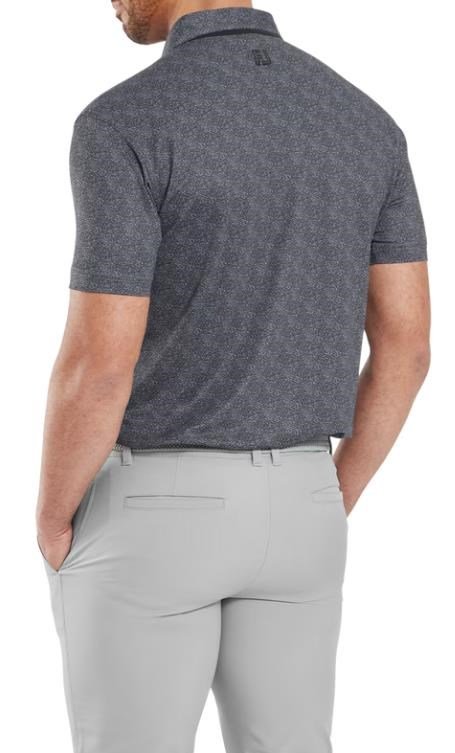 FootJoy Speckle Print Pique heren polo, zwart/flint