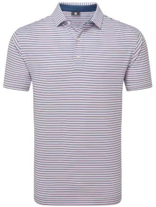 FootJoy Balance Stripe Lisle heren polo, skyway/white/dark denim/pink lemonade