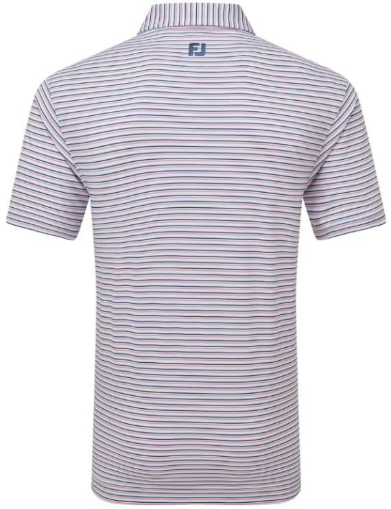 FootJoy Balance Stripe Lisle heren polo, skyway/white/dark denim/pink lemonade